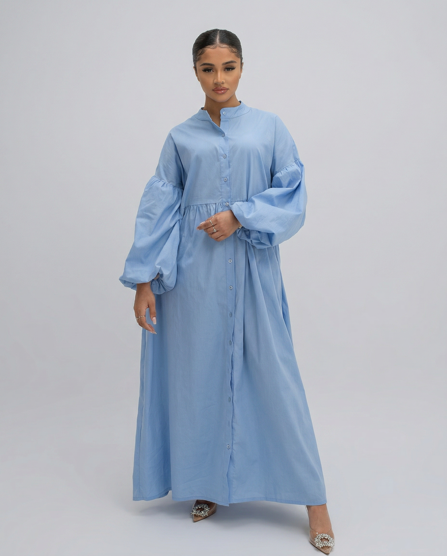Balloon Sleeve Cotton Dress - BERBISH