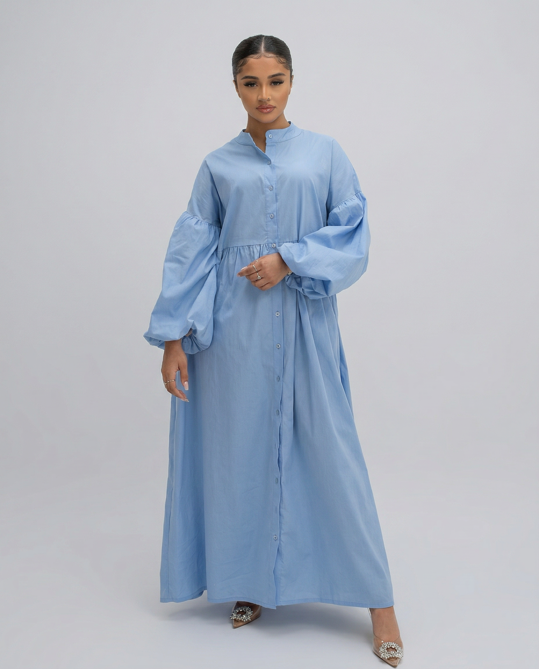 Balloon Sleeve Cotton Dress - BERBISH