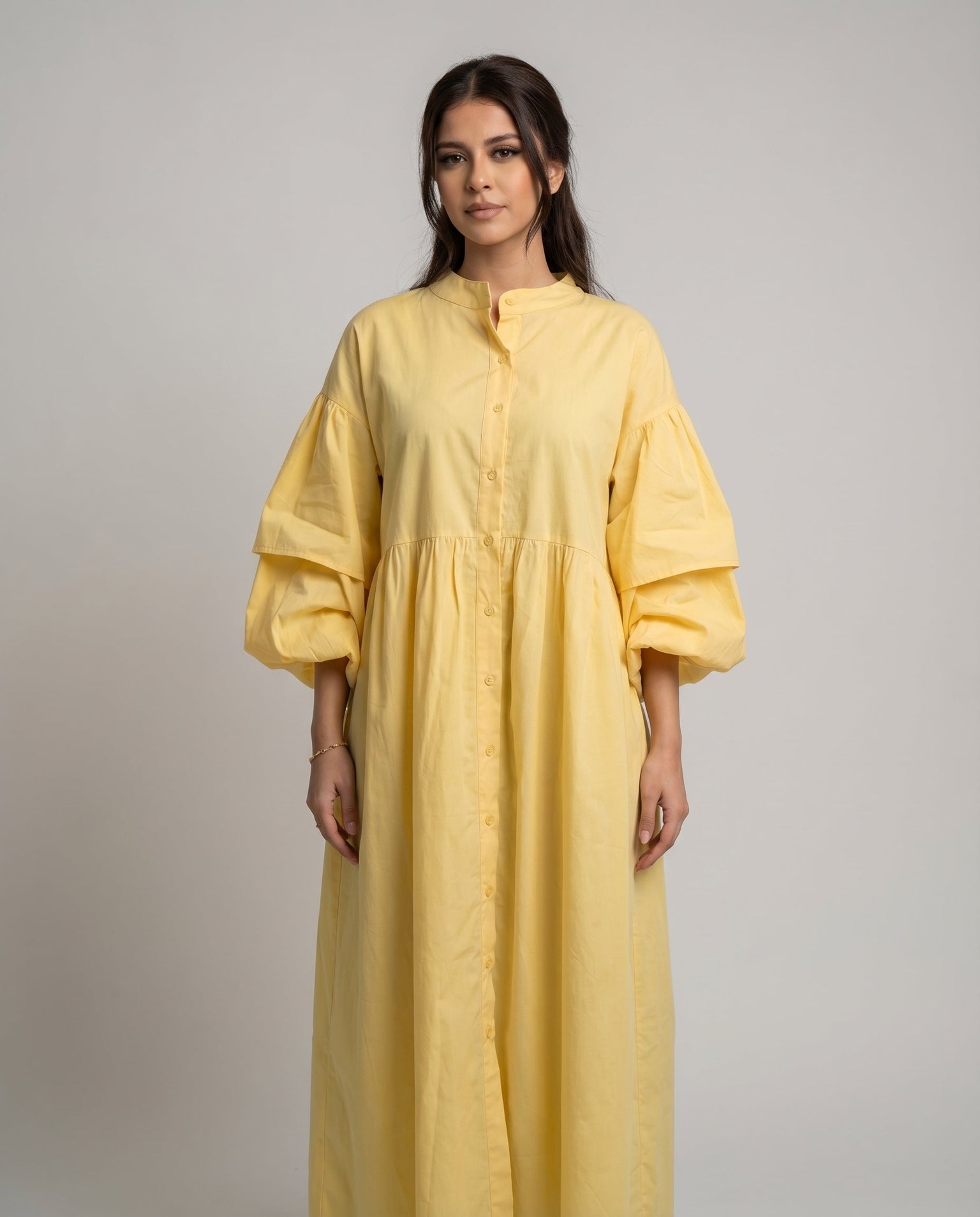 Balloon Sleeve Cotton Dress - BERBISH