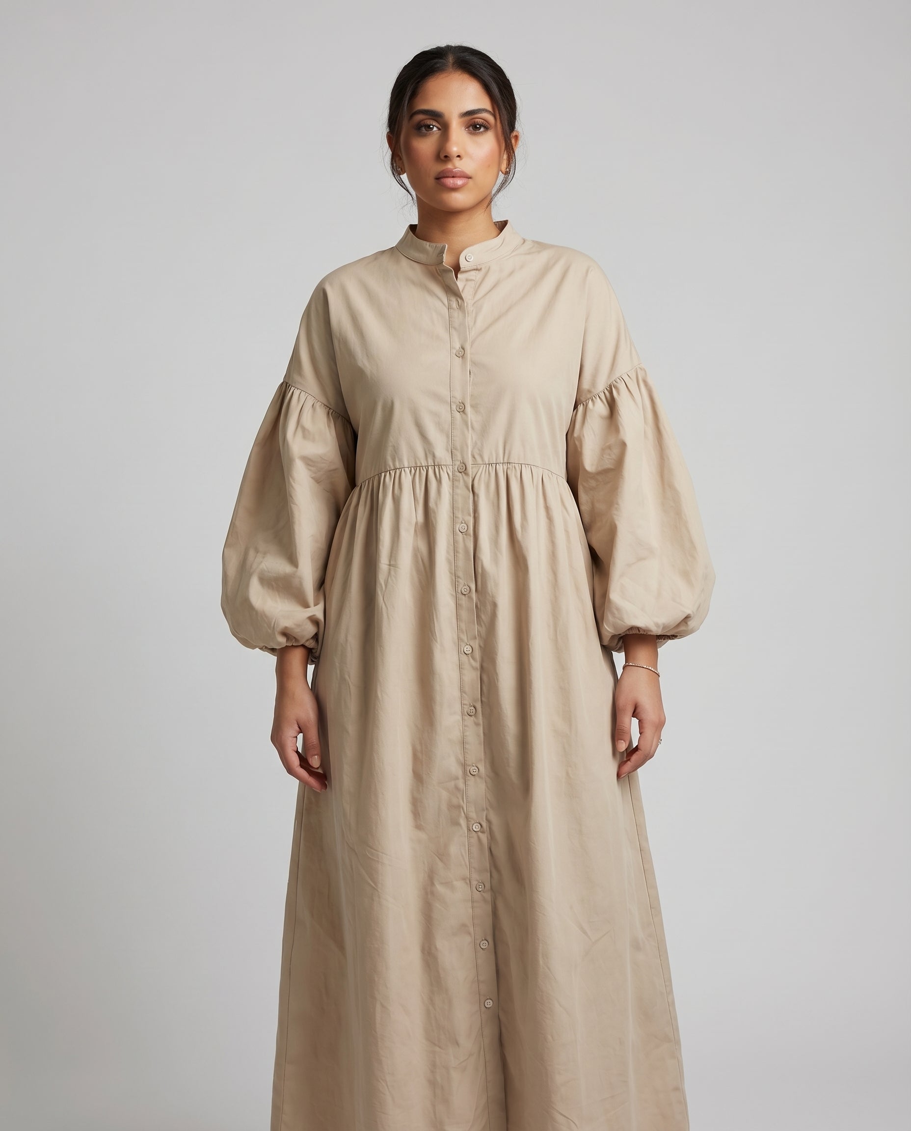 Balloon Sleeve Cotton Dress - BERBISH