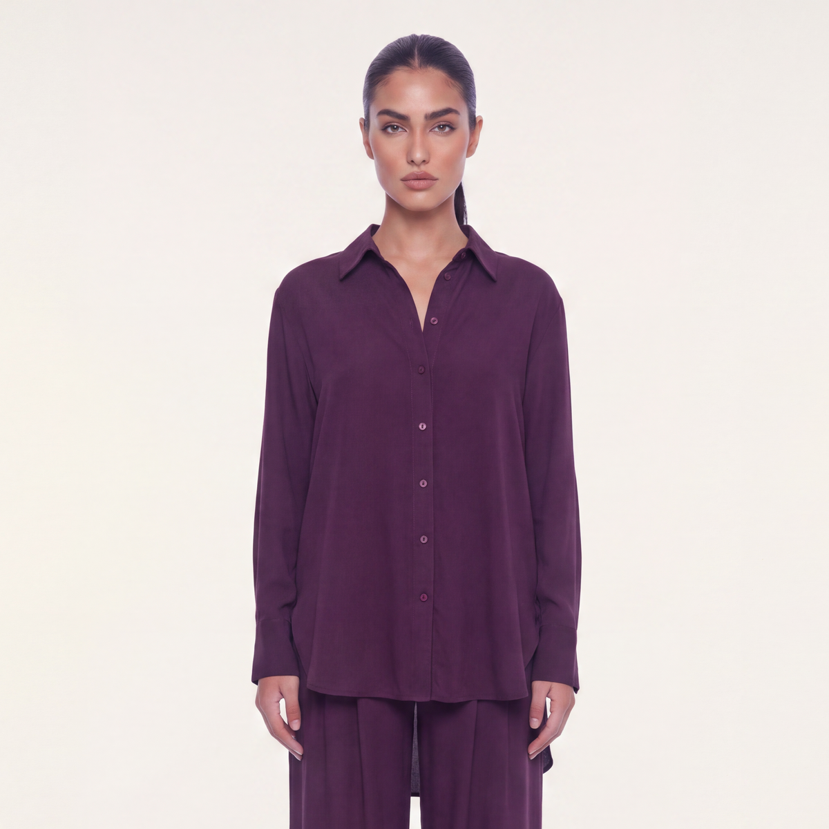 Button shirt coord linen- PLUM {PREORDER}