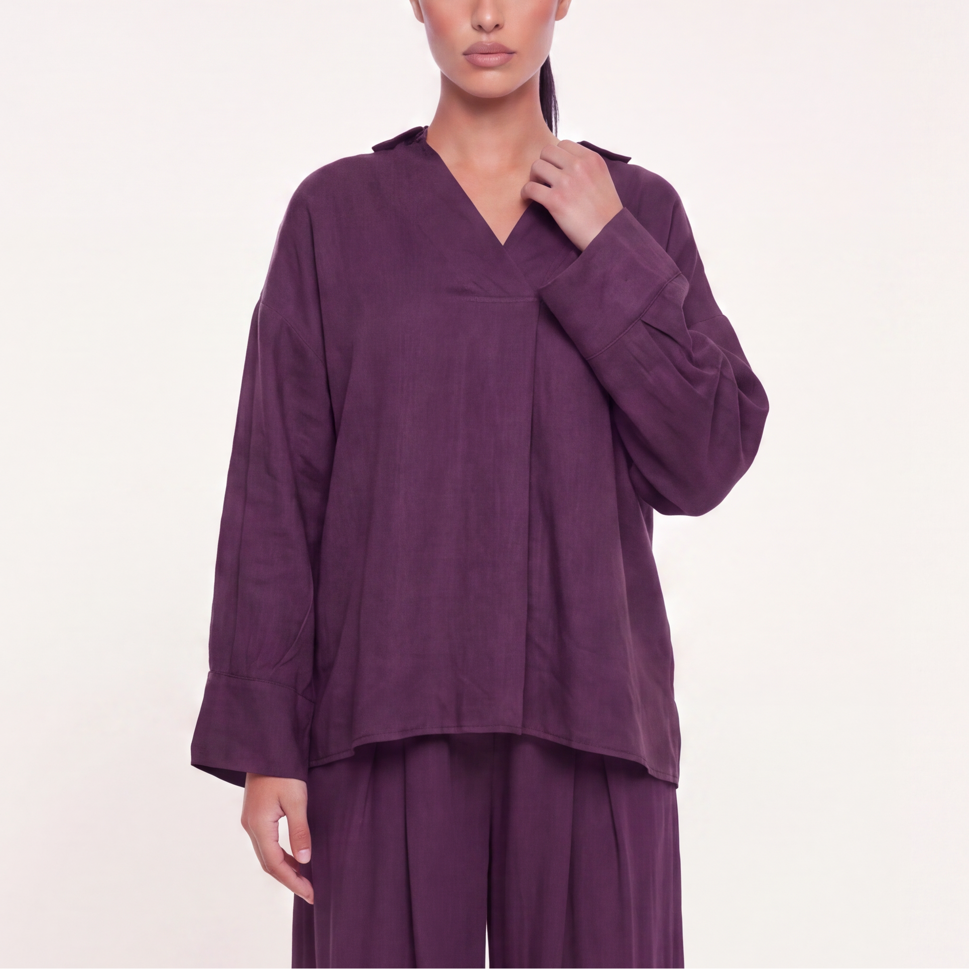 Ballon pantacourt set -Plum