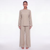 The slit linen coord - Oat [PREORDER]