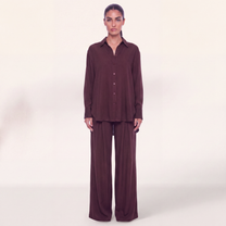 Button shirt coord linen- Chocolate {PREORDER}