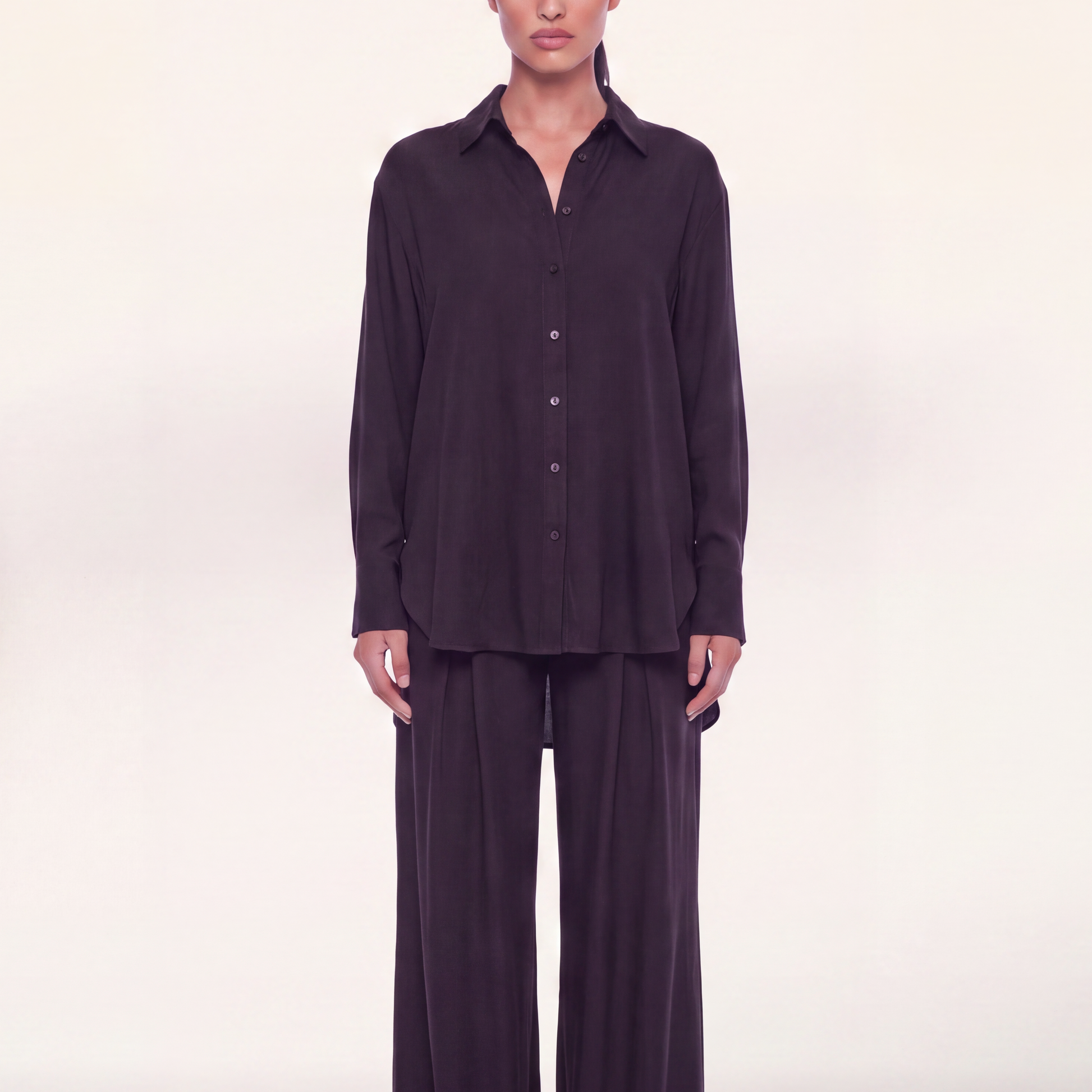 Button shirt coord linen-  Black