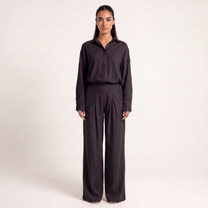 Button shirt coord linen-  Black