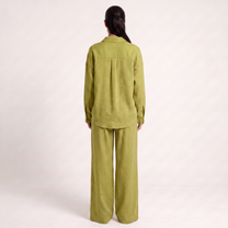 Button shirt coord linen-  Matcha