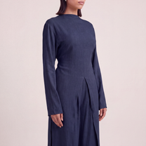 Long linen set-  Navy