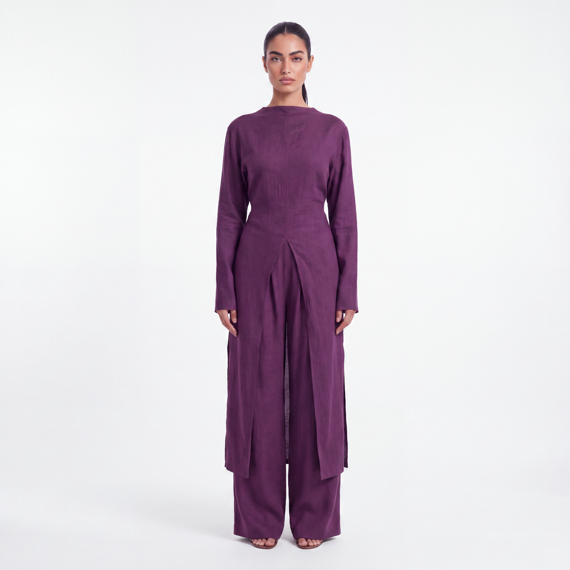 Long linen set-  Plum
