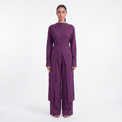 Long linen set-  Plum