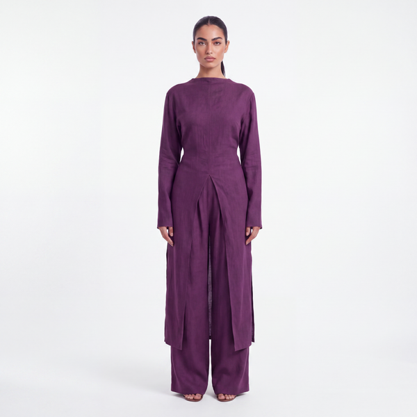 Long linen set-  Plum