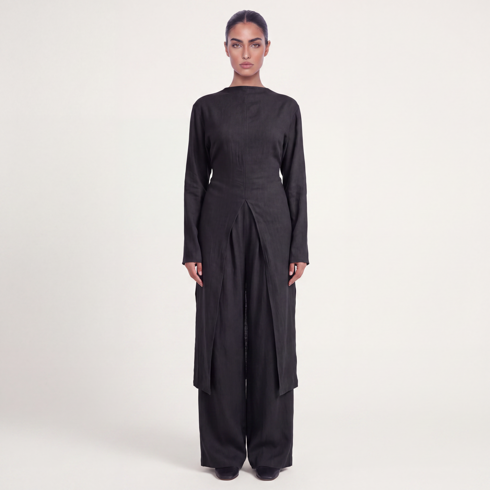 Long linen set- BLACK
