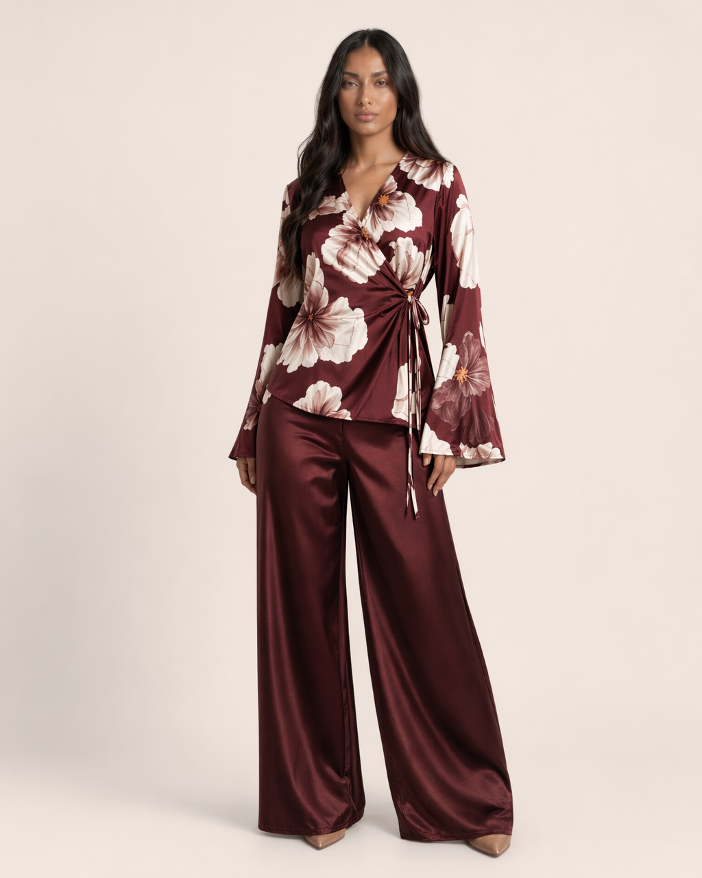 Floral Cross Tie Coord Set | Pashmina Edit - BERBISH